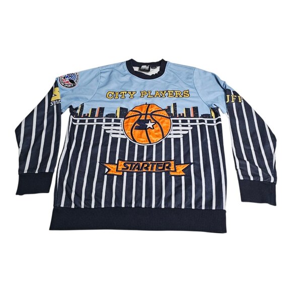 STARTER Black Label CITY PLAYERS Slam Jam Basketball Pullover Sweatshirt Sz L - Picture 1 of 9